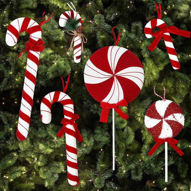 Large Christmas Candy Canes Ornament Xmas Tree Hanging Red White Lollipop Pendants 2025 Navidad Home Decoration New Year Gift