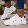 2025 Women's Shoes Trendy Faux Leather Flat Heighten Skate Shoes, Wear Resistance Non Slip Lace Up Sneakers