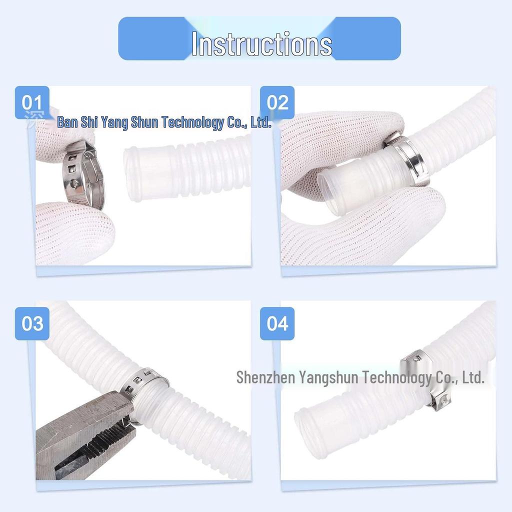 50-Pack 304 Stainless Steel Adjustable Single Ear Hose Clamps, 5.3-33.1mm