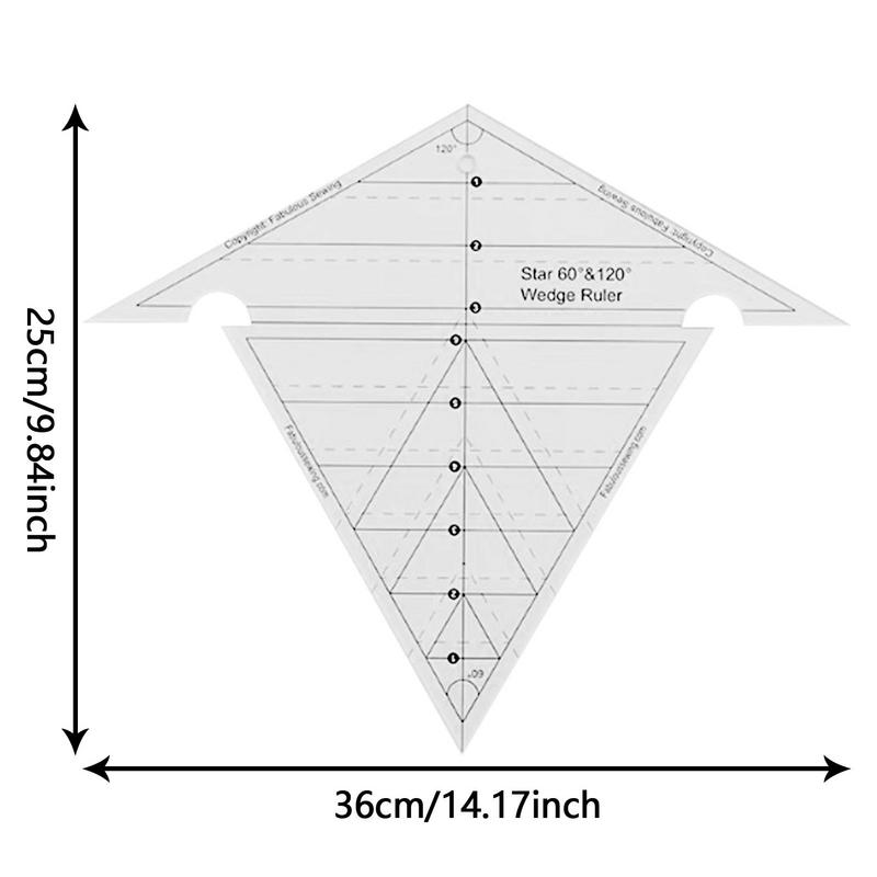 Sewing Wedge Ruler Ultrathin Acrylic Measuring Ruler With 60 And 120 Degrees DIY Quilting Template Transparent Triangle