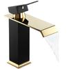 KAWAL Luxury Antique Design Basin Faucet Black Golden Waterfall Bathroom Mixer Modern Deck Mounted Basin Faucet