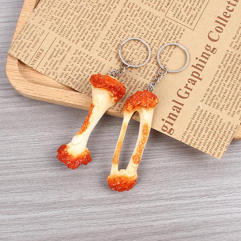 Pvc Chicken Wing Bone Charm Simulated Chicken Leg Bone Key Ring Props Imitation Food Key Chain Bag Pendant Decoration Cute Gift