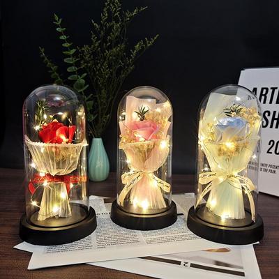 Rose Seifenblume Nachtlicht: Kreativer Acryl-Blumenstrauß-Lampenschirm für das Qixi-Fest, den Tag der Lehrer, Geburtstage und als Geschenk für Verliebte.