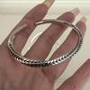 100% Solid 925 Sterling Silver Retro Bracelet for Women Men Vintage Handmade Narrow Leaf Pattern Simple Bracelet Birthday Gift