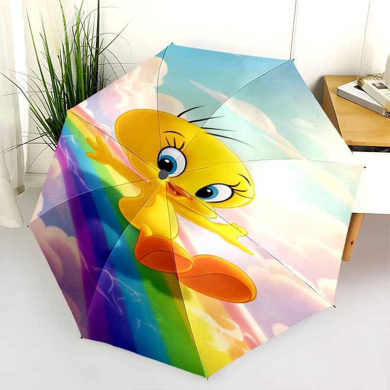Tweety Cloud Folding Umbrella Umbrella Travel Three Folds Travel Light