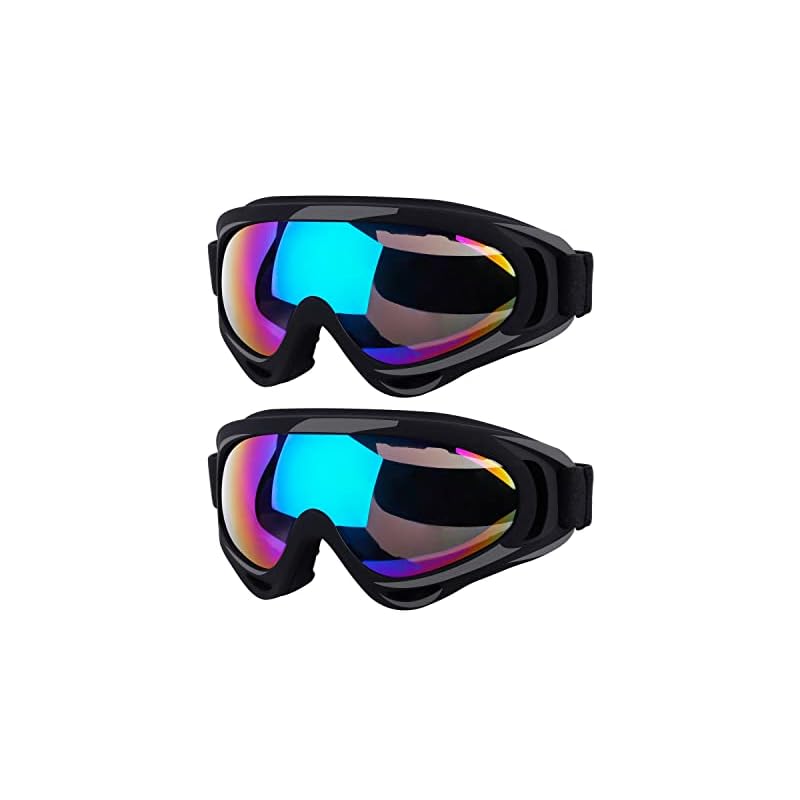 Elimoons Ski Goggles (2-pack) - Snowboard Goggles for Kids (Boys, Girls, Youth, Men, Women) - UV400 Protection, Windproof, Anti-Glare Lenses