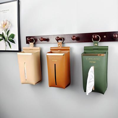 Aufhängbare Taschentuchbox PU-Leder Feuchtigkeitsbeständig Papierspender Schreibtisch-Organizer für Zuhause und Büro Serviettenhalter