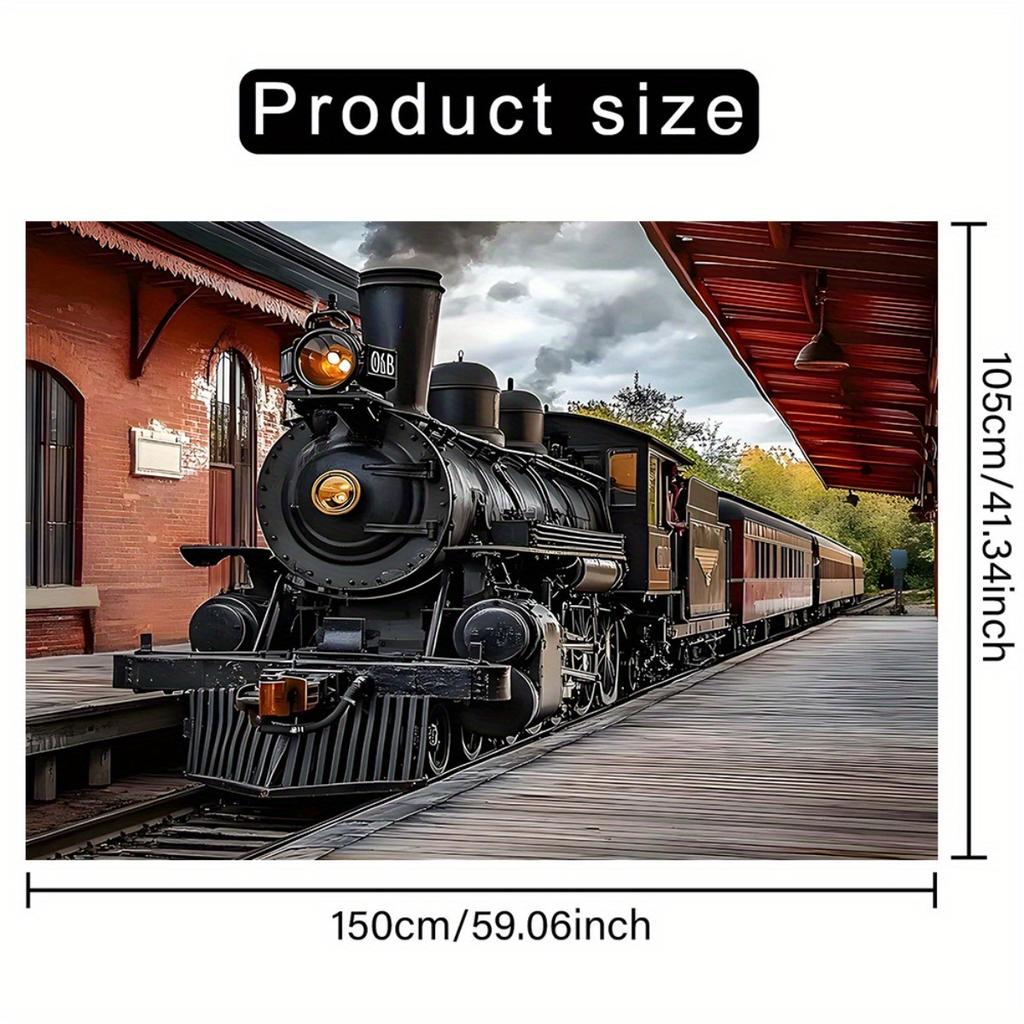 2D Plane 1-piece Vintage Steam Locomotive Scenery Background Suitable for Parties Photo Booths Birthday Parties
