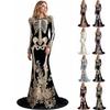 Women's Witch Print Gothic Long Sleeve Dress for Halloween Party Costume
