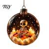 Spooky Pumpkin Ball Decor Halloween Clear Hanging Decoration, Glowing Sphere Ornament with Skeleton, Transparent Pumpkin, Spider Web, Black Cat Decor,