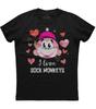 Eu Amo Macacos de Meia Macaco Rosa Fofo Camiseta Estampada Verão Algodão Gola O Manga Curta Camiseta Masculina Nova S3XL