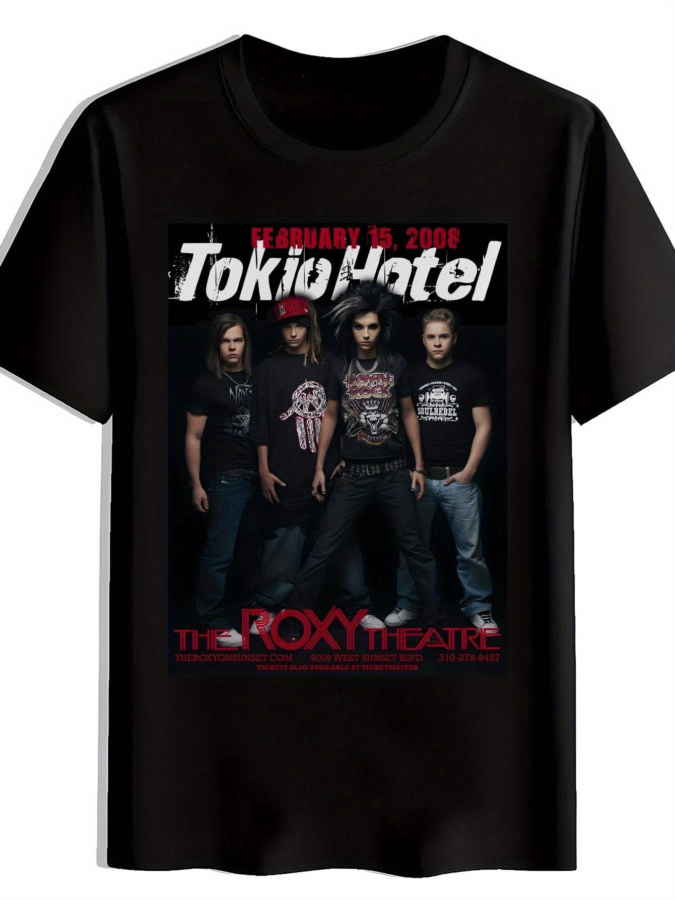 Черная футболка с графическим принтом Tokio Hotel - Повседневная с круглым вырезом S