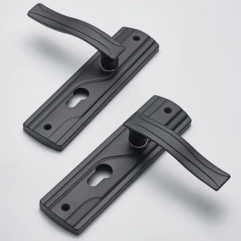 Door Handle Lock Manganese Steel Silent Bearing Universal Door Lever Lock Set with Keys for Home Bedroom Black