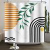 Mid Century Abstrakt Boho Duschvorhang Grünes Blatt Pflanze Modern Bogen Sonne Minimalistisch Nordisch Wasserdicht Badezimmer Badvorhang
