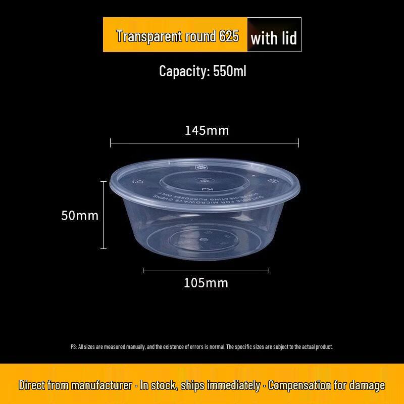 ZISIZ Round Disposable Plastic Lunch Box