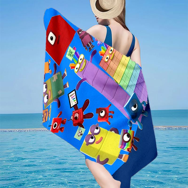 Number-Blocks Abenteuer Strandtuch, Superweiche Mikrofaser, Geschenk für Sie/Ihn, Geburtstag, für Pool, Strand, Reisen, Heimdeko Fan-Geschenke