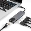 5 in 1 Type C Hub Aluminium Alloy Silver Gray High Speed USB C Dock Multiport Adapter for Type C Device