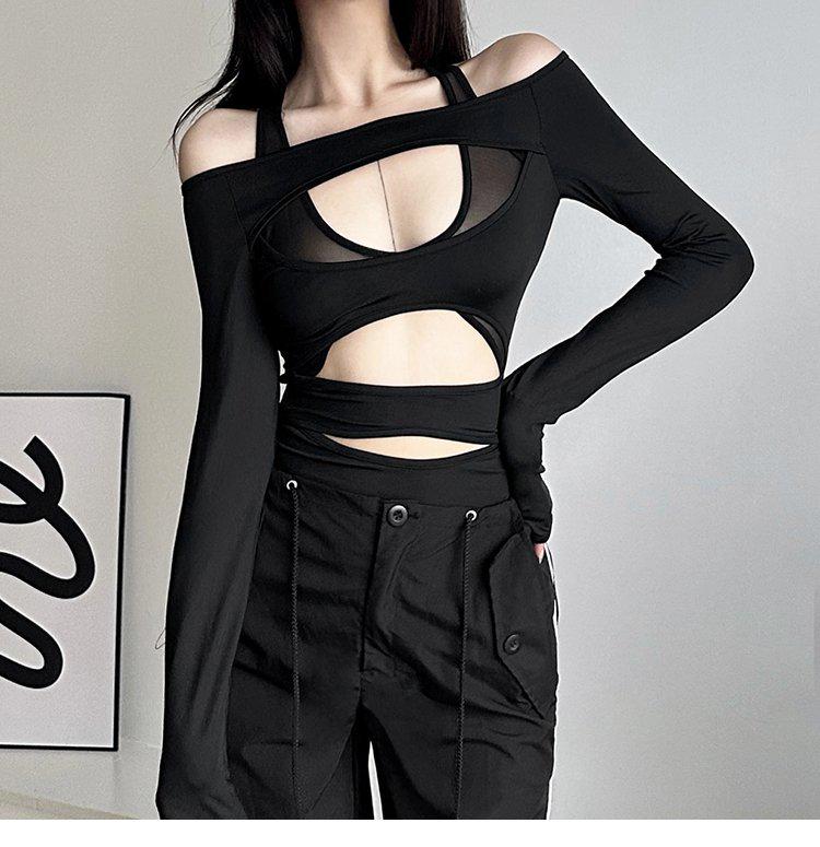 Aesthetic Hollow Design Sexy Slim-Fit Jumpsuit - Trendy Long-Sleeved Style for Women