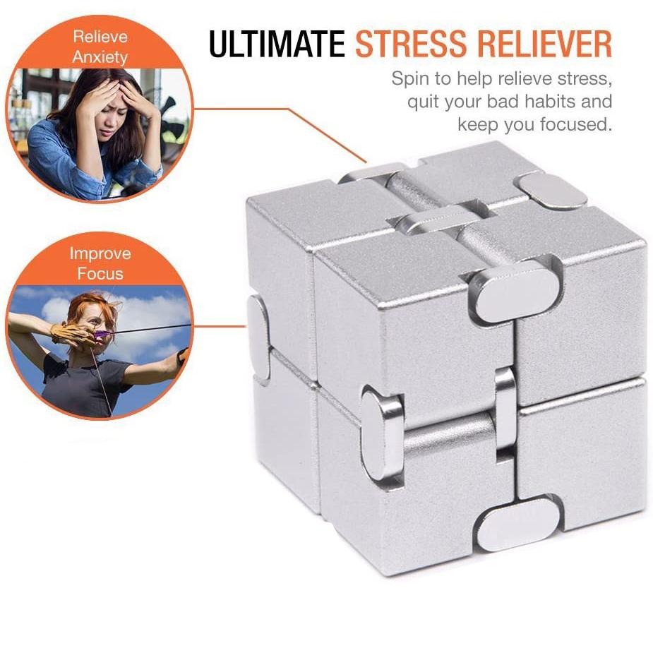 AL Alloy Metal Fidget Infinity Cube Gadgets Toys for Adults, Magic Cube for Stress Anxiety Relief