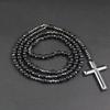Collana con ciondolo croce in pietra ematite Collana con rosario di Cristo cattolico Collane Gioielli con protezione per la meditazione