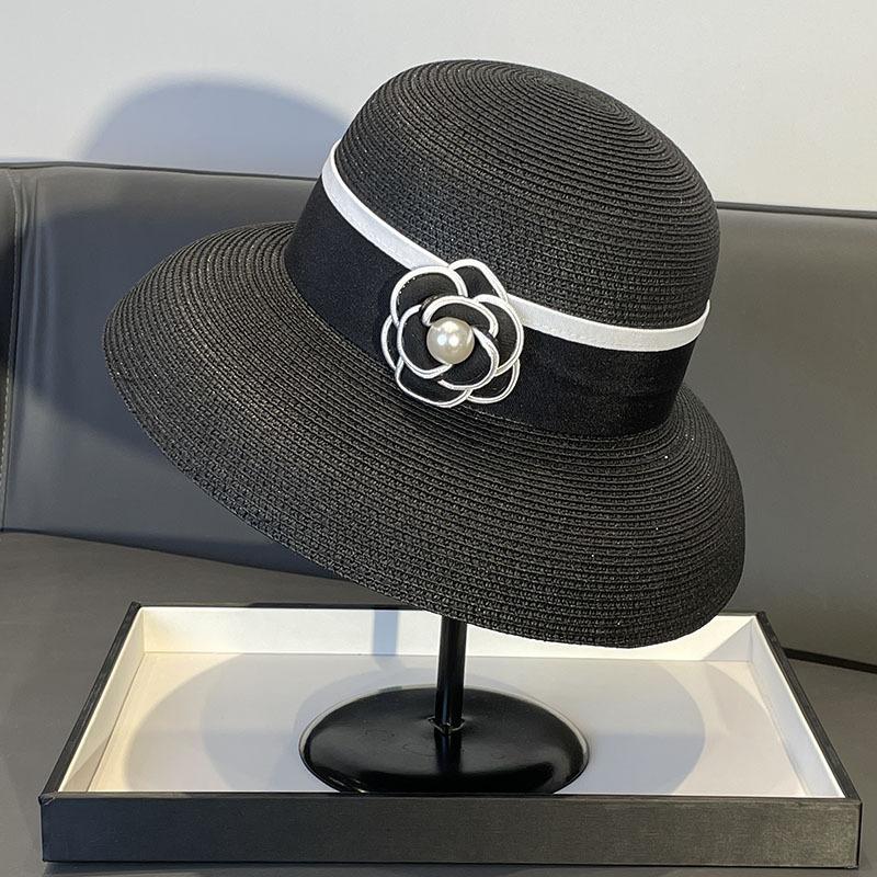 French Celebrity Vintage Elegant Pearl Straw Fisherman Hat Children Summer Travel Versatile Sunscreen Visor Straw Hat