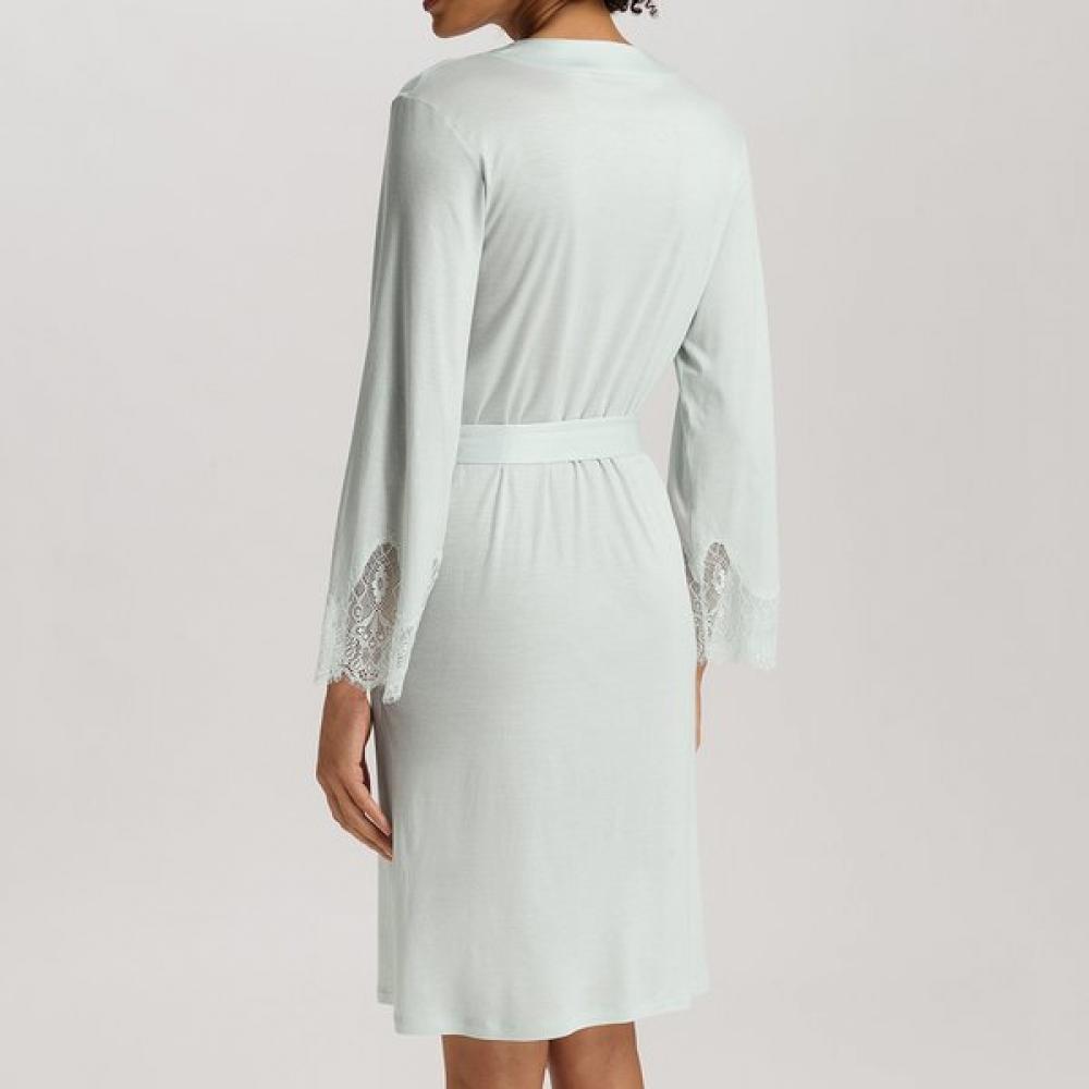 Hanro Melia Lace Tencel  Robe  74804 Ice Flow  Silver Sage 