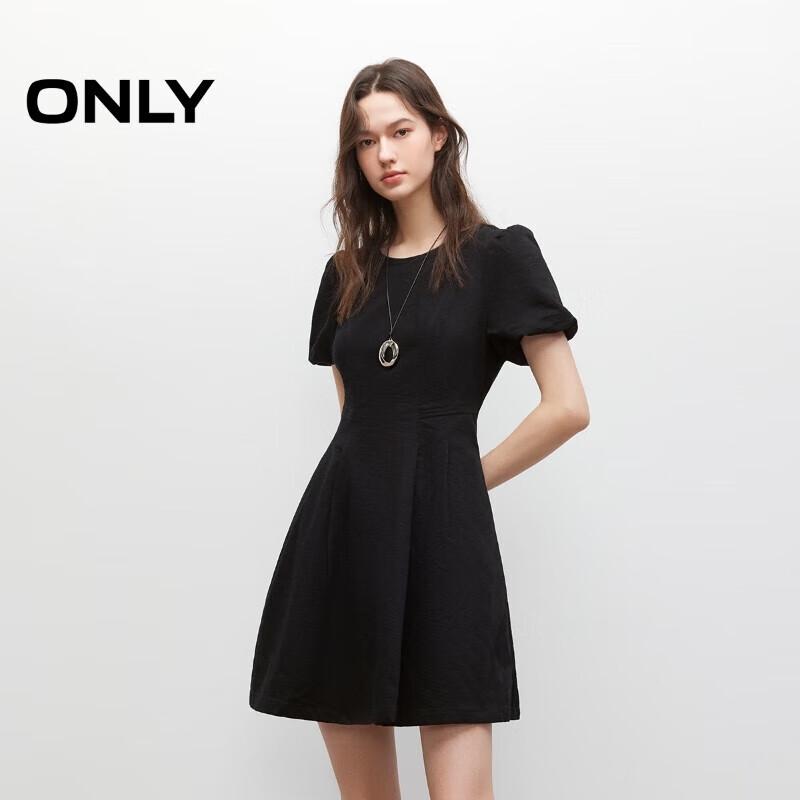 ONLY Women s Puff Sleeve Jacquard Denim Mini Dress M