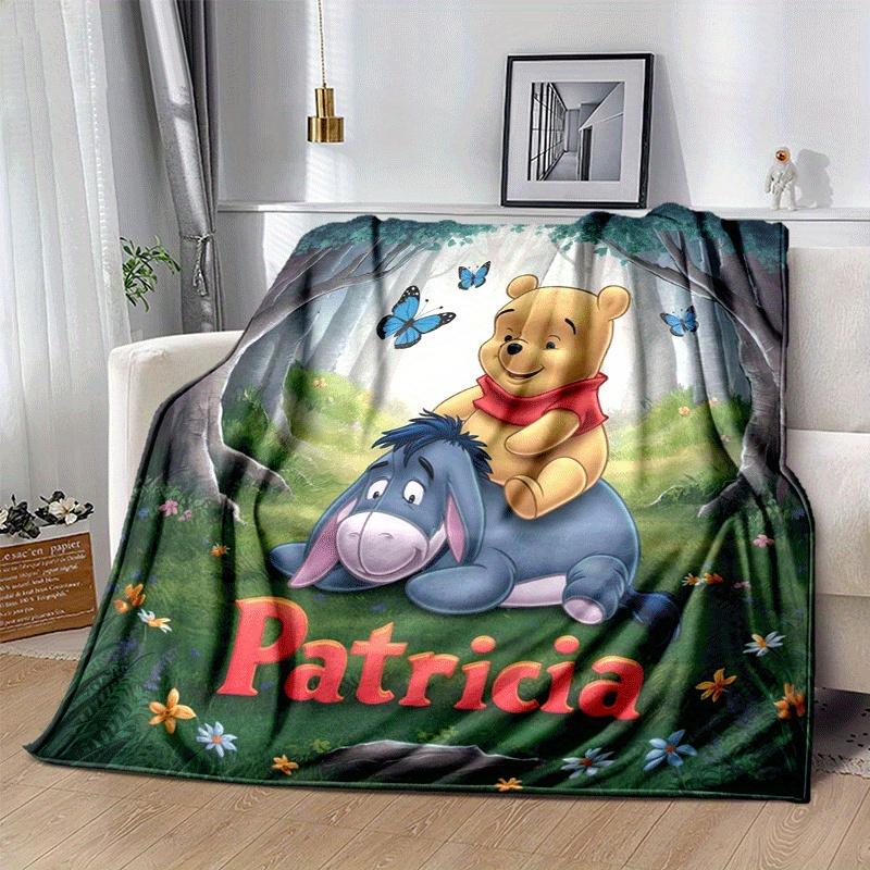 1pc Winnie The Pooh Printing Blanket - Soft, All-Season Throw for Office Blanket, | Personalized Gift with Adorable Cartoon Design