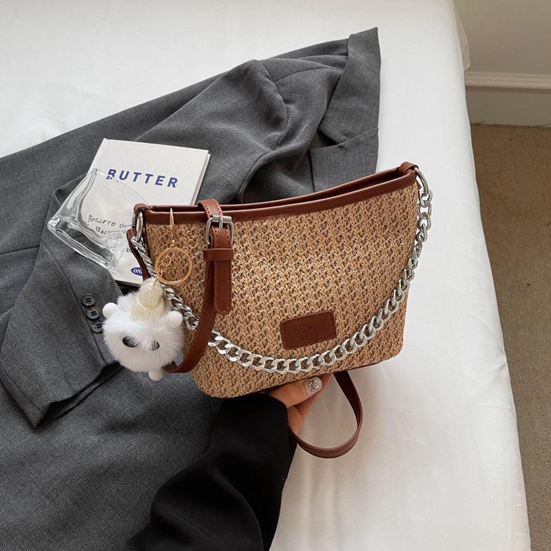 

Fashion casual straw woven bag women s 2024 summer new simple foreign style woven bag personalized messenger bucket bag хакі