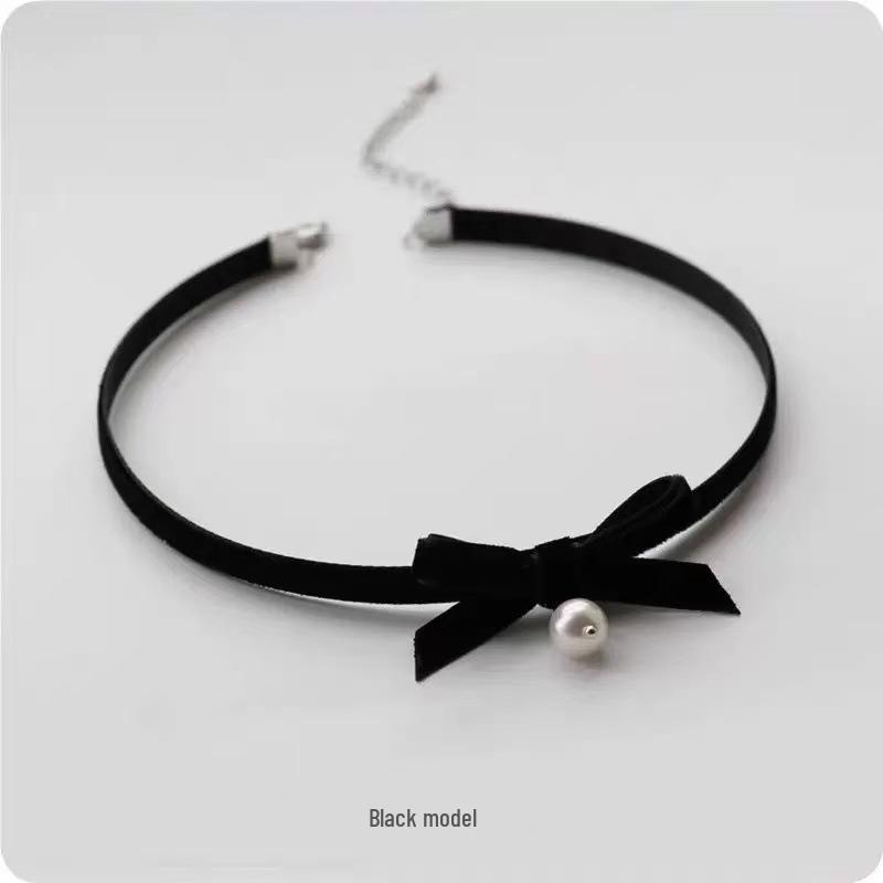 Elegante Samtschleife mit Glöckchen Weihnachts-Choker-Halskette