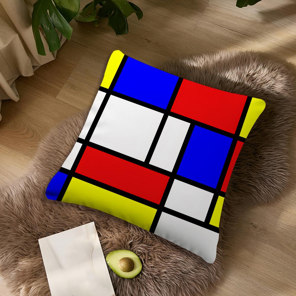 Abstract Painting Piet Mondrian Art Simple For Bedroom Car Coffee Shop Room Soft And Living Room Sofa Decorative Pillow Case