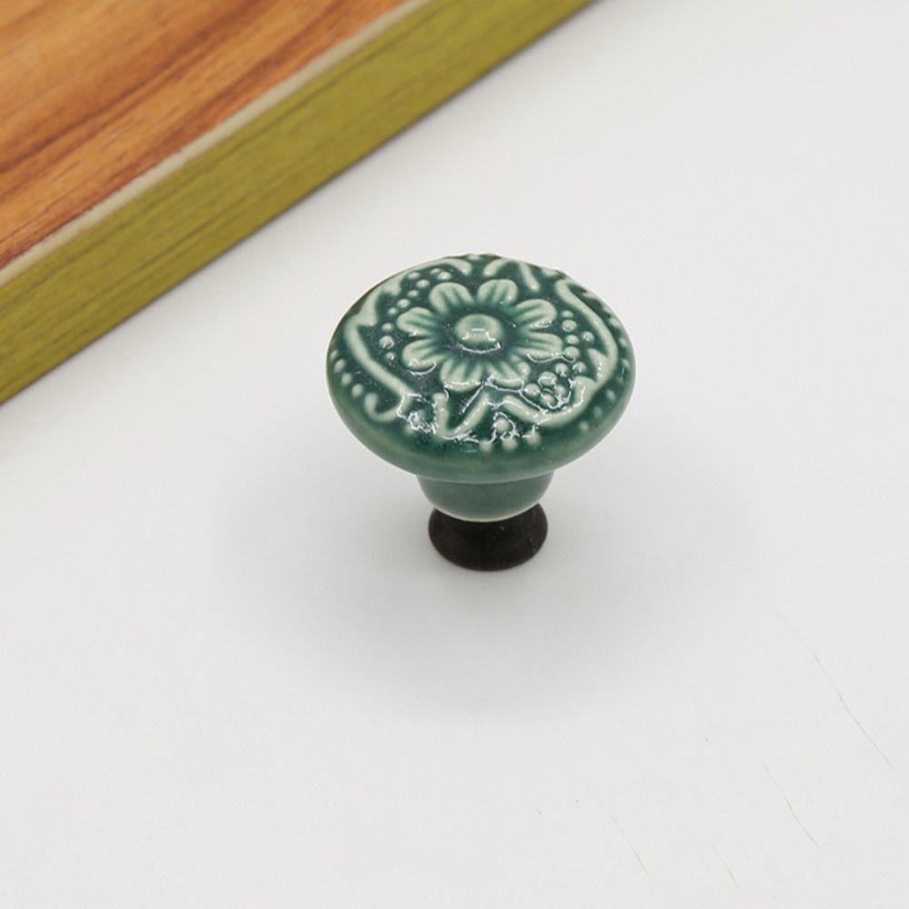 Flower Surface Ceramic Knob Single Hole Cabinet Knob Vintage Door Knob  Kitchen