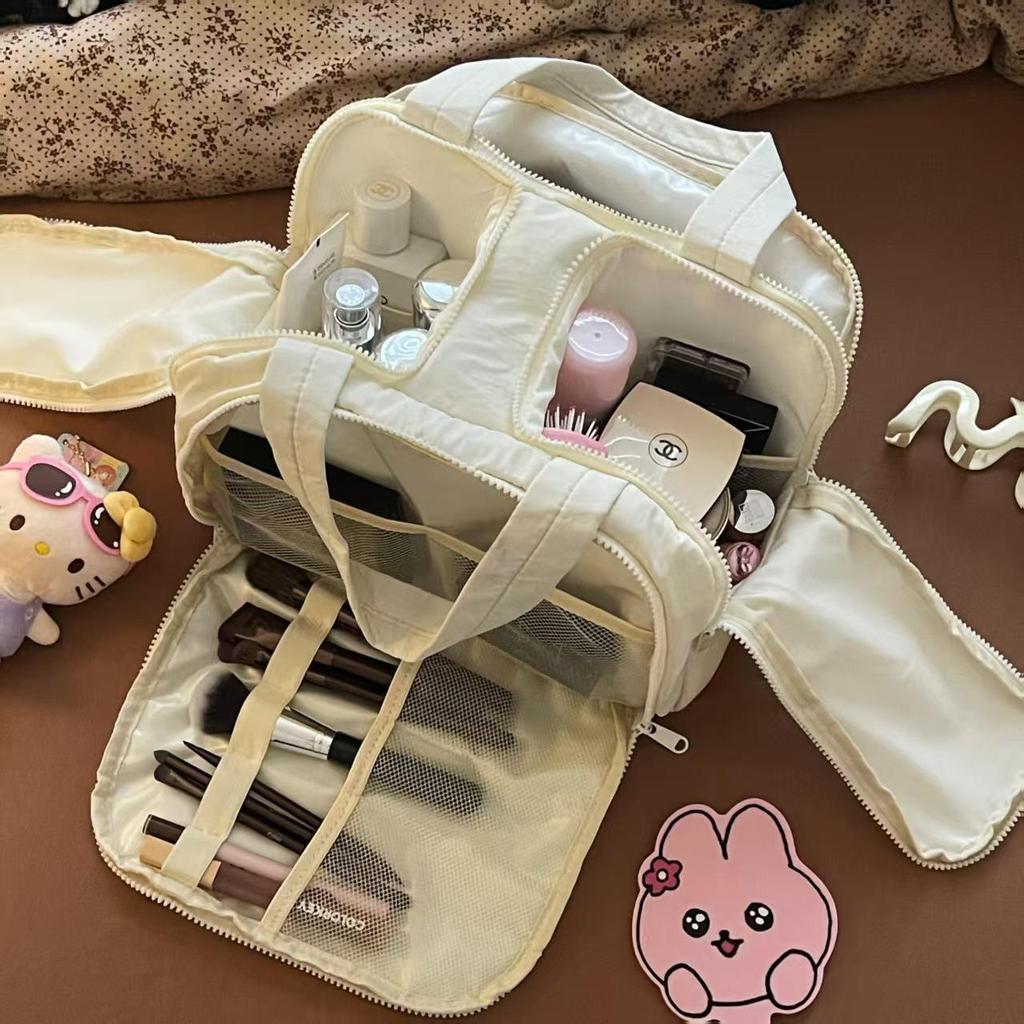 Durable Waterproof Double-Opening Makeup Bag - Large Capacity, Portable & High-Value for Travel