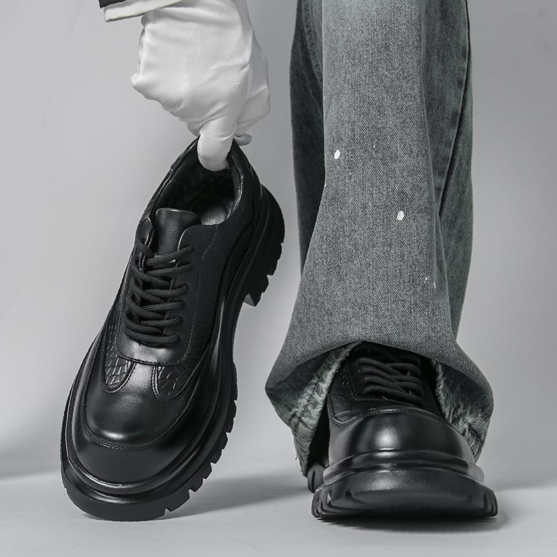 Herren Punk Stiefel Brogues Business Aufzugsschuhe Schwarze Braune Lederschuhe Dicke Sohle Plateau Schuhe Übergröße
