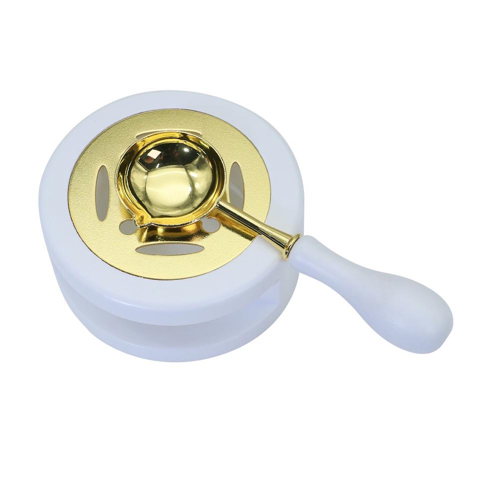 Wax Seal Melting Furnace Set with Handle & Spoon - Wooden Granule Furnace for Crafting