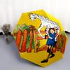 Pippi Longstocking pattern, automatic folding umbrella, portable and foldable design, 8 ribs, a Christmas or birthday gift.