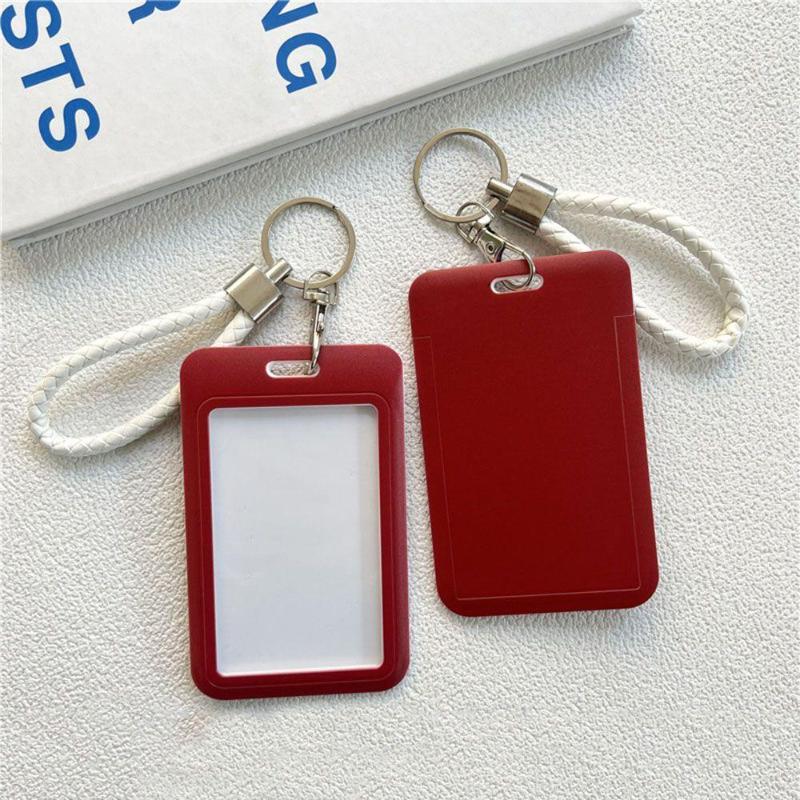 Multicolor Matte Plastic Id Card Holder Wrist Lanyard Scratch Resistant Shell For Students Office Workers Access Cards