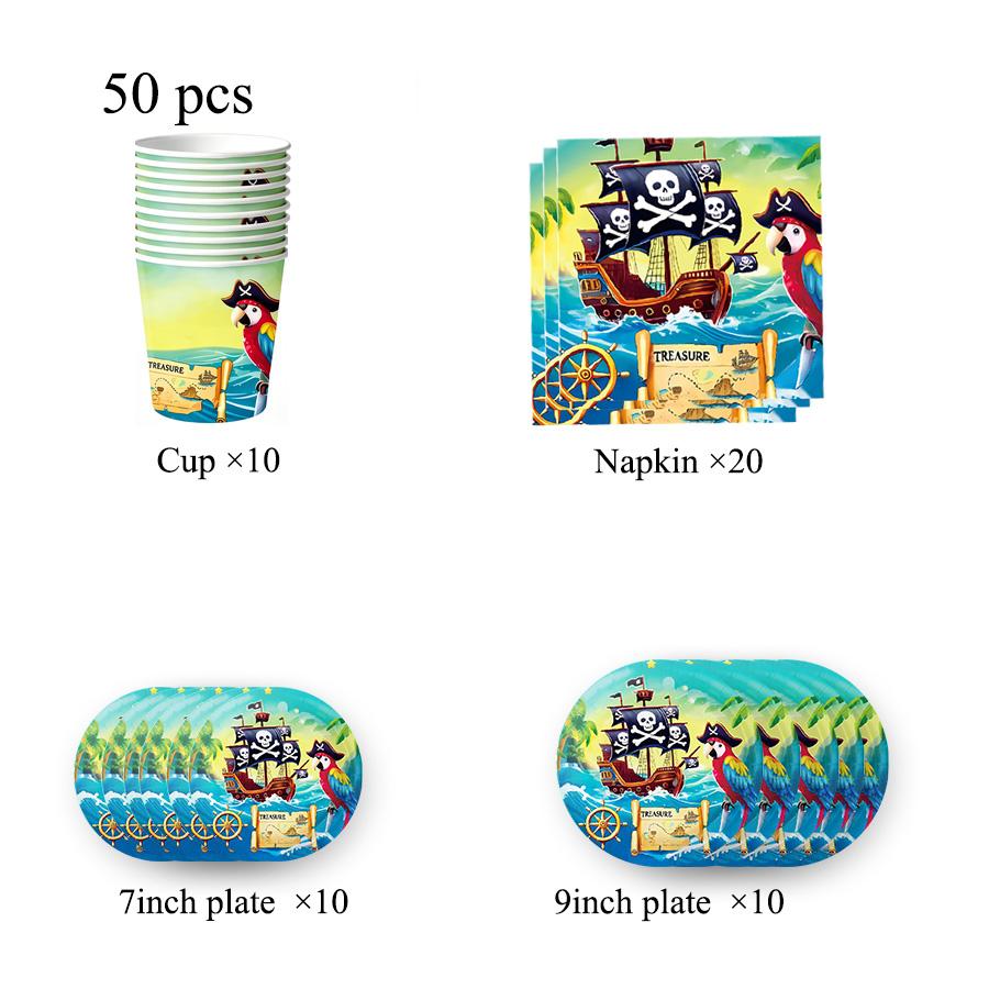 Pirate Theme Birthday Party Decorations Tableware Tablecloth Paper Plates Party Favor Gifts Supplies Souvenirs Baby Shower