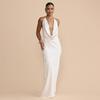 2026 Spring Halter Neck Open Back Strappy Dress - European & American Style, Slim & Flowy Design, Solid Color.