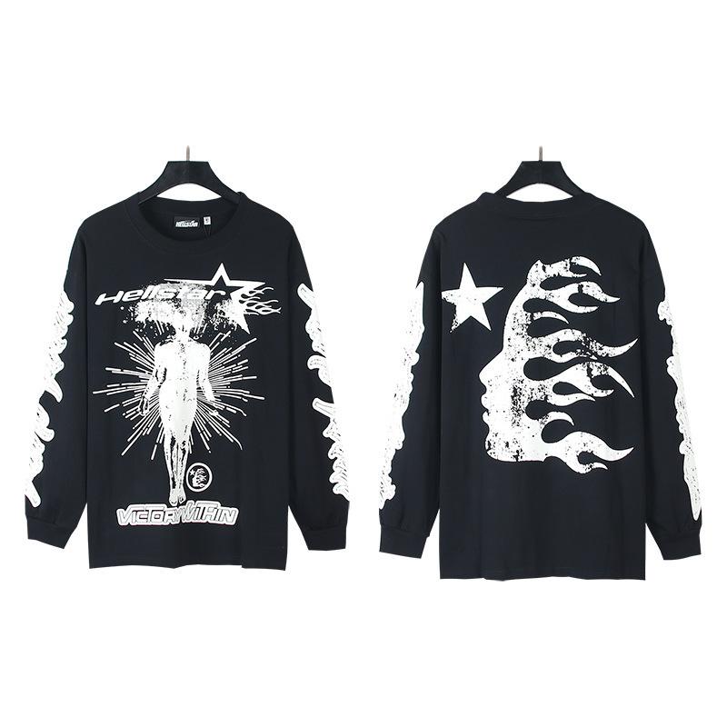 25 Frühling und Herbst Amerikanische trendige Marke Herren und Damen Paare Große Größe Lockerer Pullover Langarm T-Shirt Teenager T-Shirt