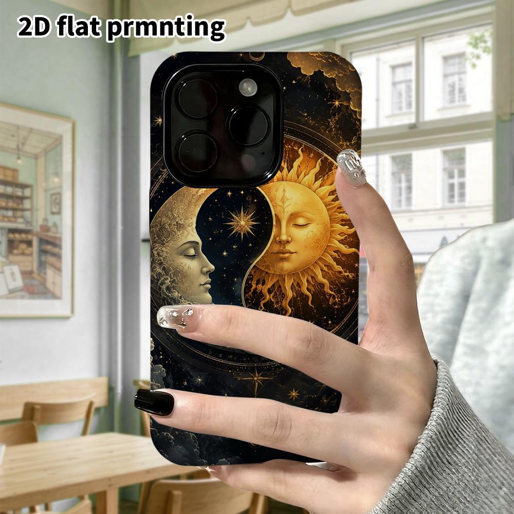 Phone Case: 2D Flat Design Suitable for iPhone 18, 17, 16, 15, 14, 13 Pro Film Protective Case, Couple Style, Yin-yang Tarot, Christmas and Halloween