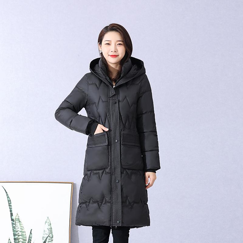 2023 Mid-length Down Jacket Women's Knee Winter New Hooded Coat Warm Slim Jacket