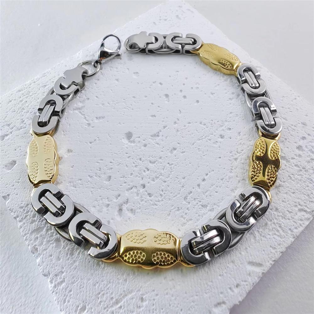 Hip Hop 6mm 9mm 11mm Cross Cuban Link Bracelet Stainless Steel 18K Gold Plated Punk Wrist Jewelry for Men
