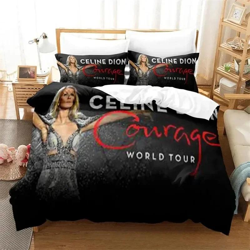 3D Print Celine Dion Bedding Set,Duvet Cover Comforter Bed Set Quilt Cover Pillowcase,King Queen Twin Size Boys Girls Adultse