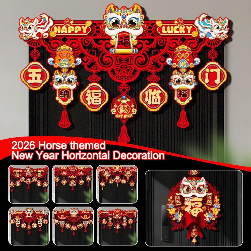 Flocking Lunar Year Decor 2026 Horse-themed New Year Decor Festive Lucky Pendant  Chinese New Year