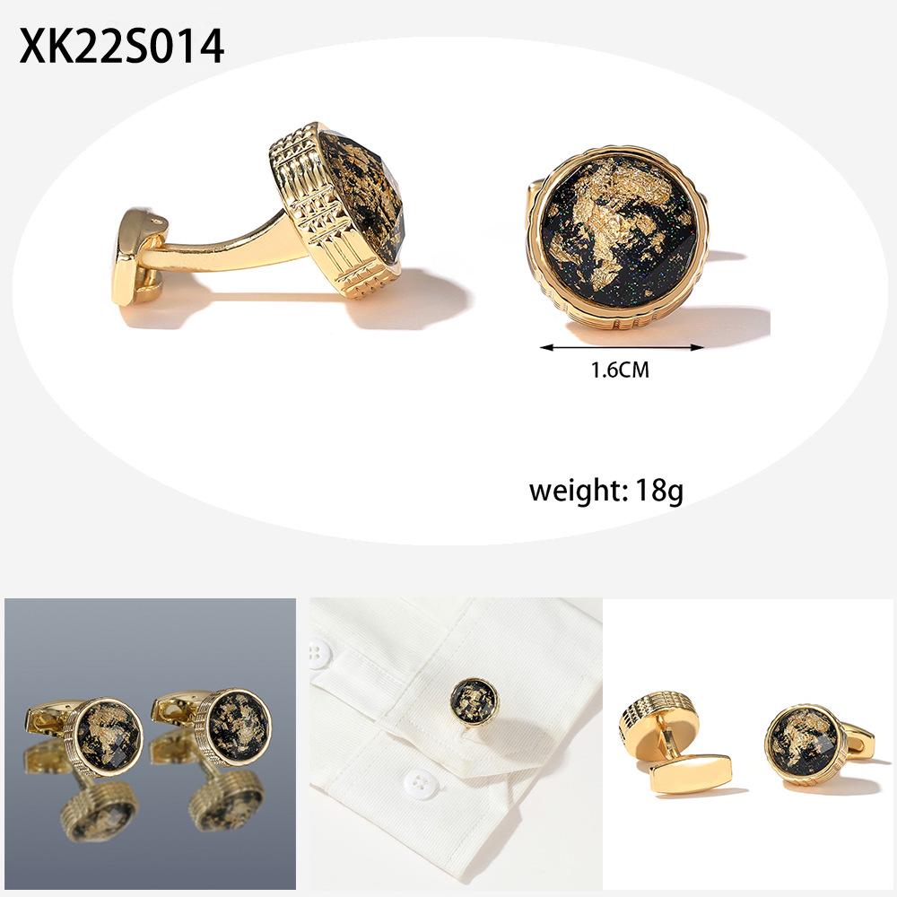 Men's Exclusive 2022 Round Gold Cufflinks - Colorful Shirt Sleeve Studs (XK22S017)