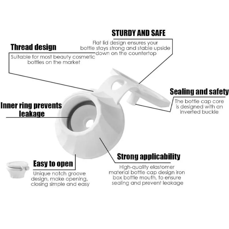 Reusable Inverted Bottle Emptying Caps Set Transfer Adapters Connector Flip Bottle Cap for Lotion Shampoo Kitchen Liquid Dispens