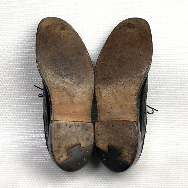 70s 80s Vintage Unknown Brand Size 10B 26.5 27.5cm Long Wingtip American Brogue Black(USED)