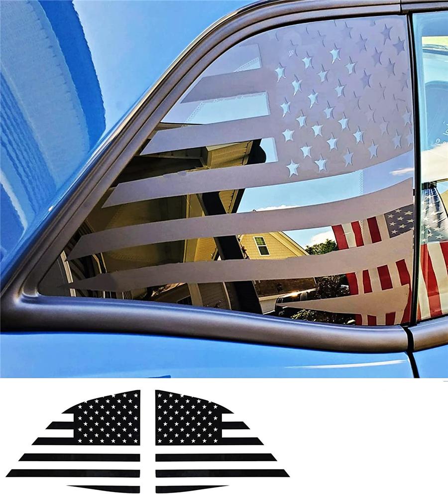 2Pcs For 2008-22 Dodge Challenger Distressed American Flag Window Decal Sticker