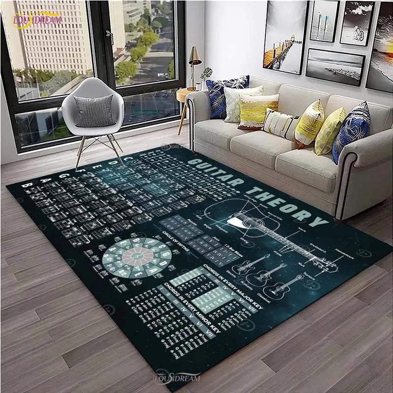 Muziek Basis Gitaar Akkoord Theorie Grafiek Piano Tapijt voor Woonkamer Slaapkamer Vloerkleden Keuken Antislip Vloermat Alfombra Verjaardagscadeau